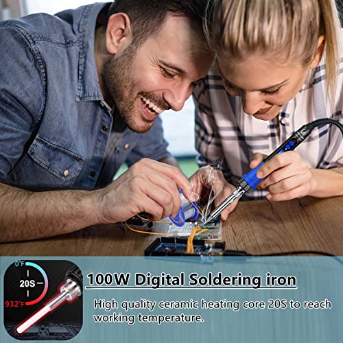 Kepiog 928D15 Soldering Iron Kit, High Power 100W Soldering Iron Fast Heating, Circuit Board Soldering Repair Tools With Magnifying Glass Soldering Helper thumb #1
