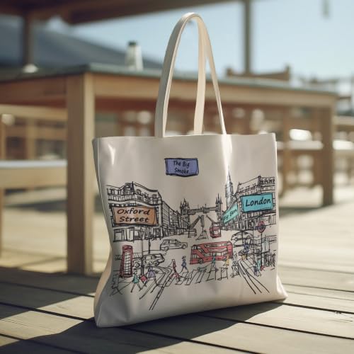 Image of Cities Around the World Artwork Tote Bag Series- Designed in the USA, 17 inchx14 inch, Double Sided Print, Souvenir & Gift