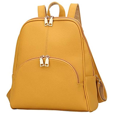 KKXIU Women Backpack Purse Casual daypacks for ladies Synthetic Leather Shoulder Bag (Medium, yellow) Cover