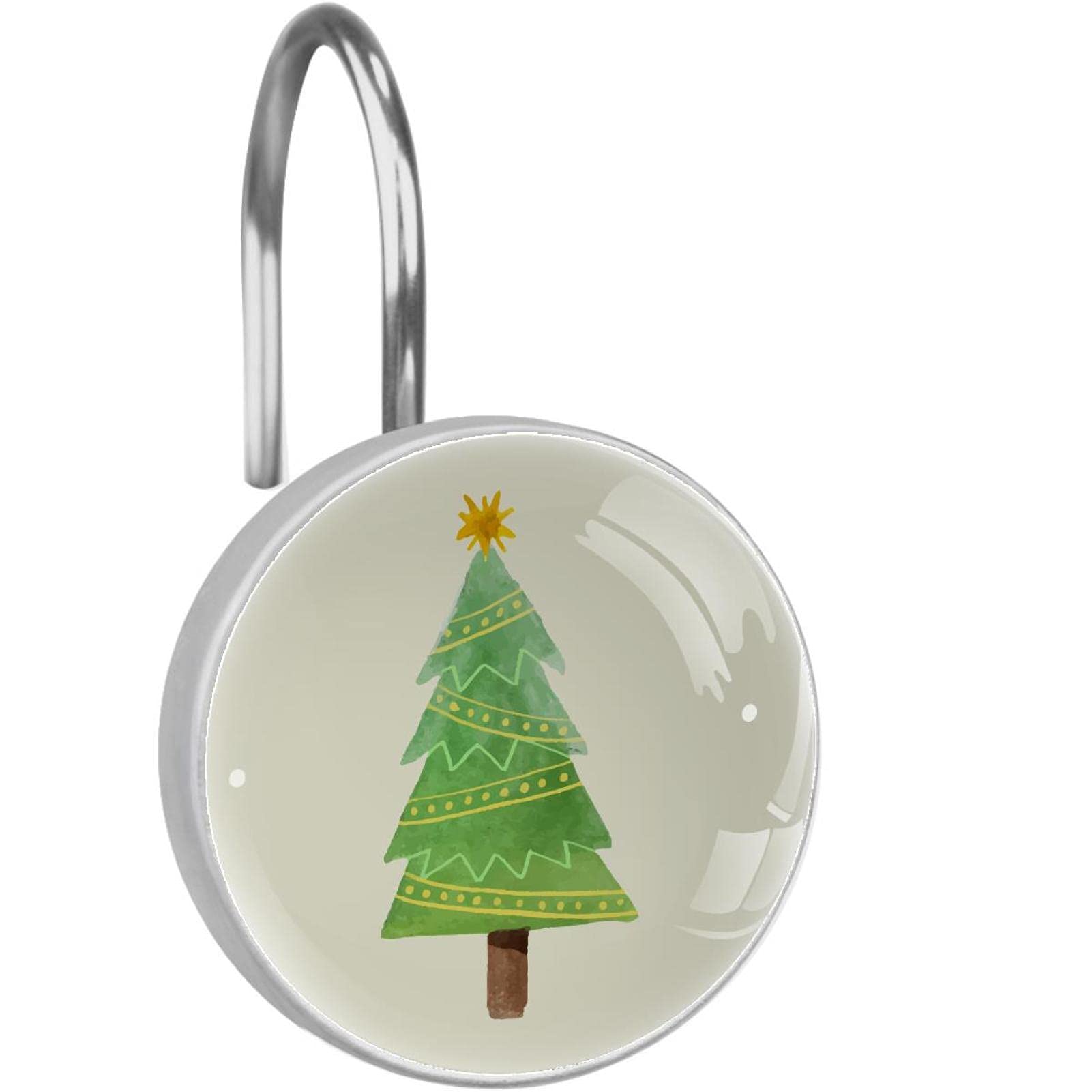Crochets de rideau de douche sapin de Noël Ribborn jaune pour éviter les blocages de tringle