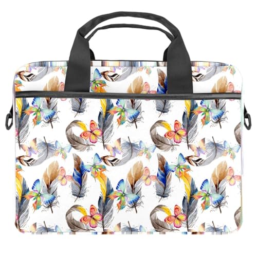 Maletín para laptop de 14 pulgadas con diseño de mariposas en acuarela multicolor 1