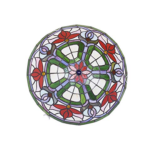 Plafonnier rétro artisanal en vitrail rond E27 finition prestige - 6