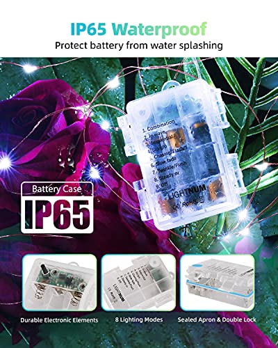 Catena di luci a batteria, 2 luci da 10 m, 100