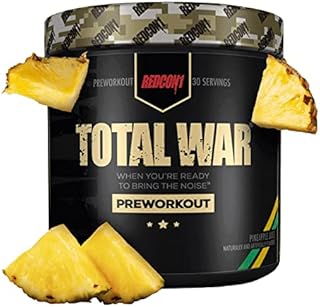 REDCON1 Total War Preworkout - Contains 320mg of Caffeine from Green Tea, Juniper & Beta Alanine - Pre Work Out with Amino Acids to Increase Pump, Energy + Endurance (Pineapple Juice, 30 Servings)