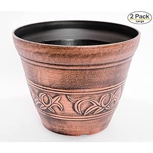 Corinthian Order Inspired Rustic Copper Look Plastic Planter 10X8 Flowerpot for Indoor, Outdoor, Garden, Patio, Deck, Office Ornaments, Home Decor (Copper-CO1) Corinthian Order Inspired Rustic Copper Look Plastic Planter 10X8 Flowerpot for Indoor Outdoor Garden Patio Deck Office Ornaments Home Decor Copper CO1