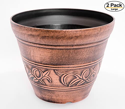 Corinthian-Order-Inspired-Rustic-Copper-Look-Plastic-Planter-10X8-Flowerpot-for-Indoor-Outdoor-Garden-Patio-Deck-Office-Ornaments-Home-Decor-Copper-CO1 Corinthian Order Inspired Rustic Copper Look Plastic Planter 10X8 Flowerpot for Indoor Outdoor Garden Patio Deck Office Ornaments Home Decor Copper CO1