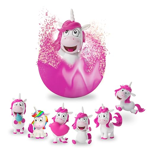 INKEE UNICORN | Badebombe Kinder mit Überraschung, Badekugel 100g mit Einhornfiguren, Pop-corn Duft