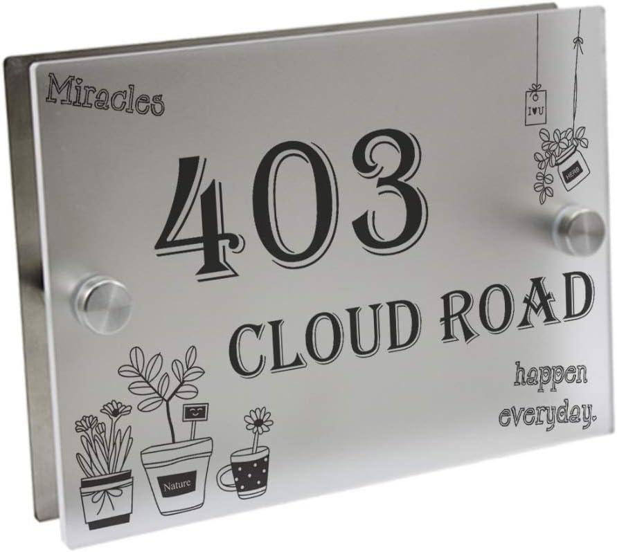 House Number Potted House Number of Personalized Door Plaque Street Sign Acrylic Frosted Glass House Address Plaque identifies Outdoor Digital (Color : 1)