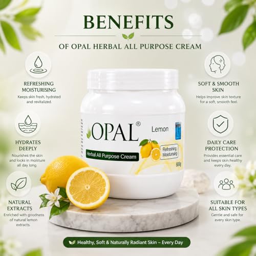 Image of OPAL Herbal All Purpose Cream - Lemon for Deep Nourishing & Refreshing Moisturizing Cream - Hydrating & Revitalizing Skin Care Cream All Skin Types (800g)