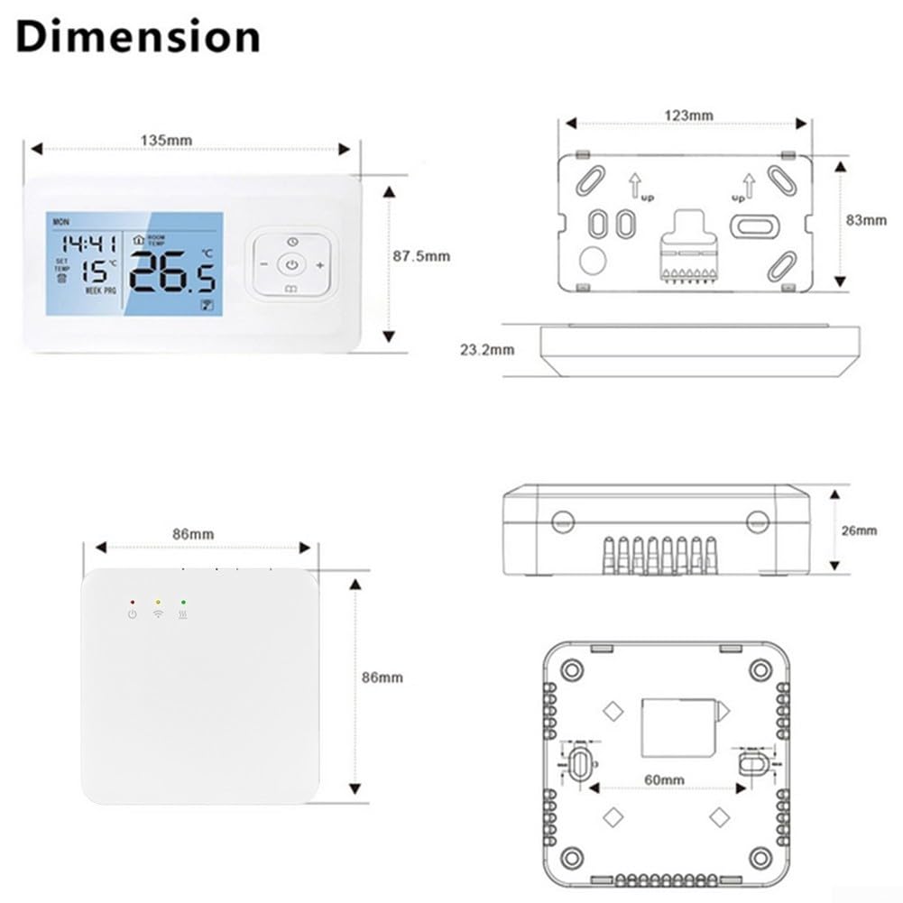 Thermostat intelligent sans fil pour Tuya, ME901H Contrôleur de température WiFi avec contrôle par application téléphonique pour chauffage programmable