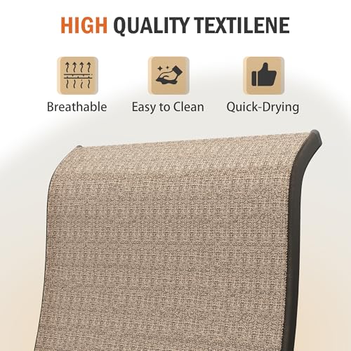 UDPATIO Patio Swivel Chairs Set of 4, Outdoor Patio Dining Chairs with All Weather Textilene Black Metal Frame for Lawn Garden Backyard, Brown - Image 6