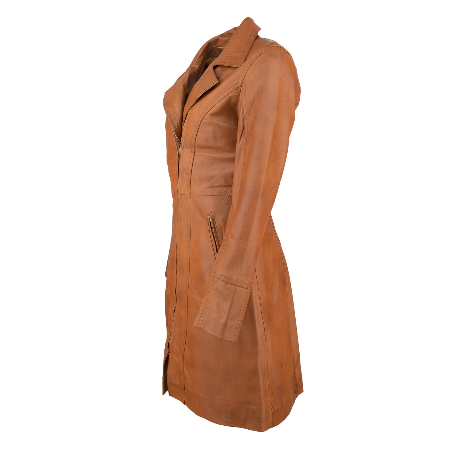URBAN 5884 Damen Janice Frauen Lederjacke | Elegante Jacke aus weichem Lammfell für Damen, Langes Modell