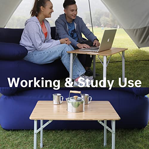 Kingcamp Bamboo Folding Table Camping Table 4-Folds Lightweight With Adjustable Height Aluminum Legs Heavy Duty Portable Camp Tables In Carry Bag For Indoor Outdoor Hiking Picnic Beach Tailgating #TOP1