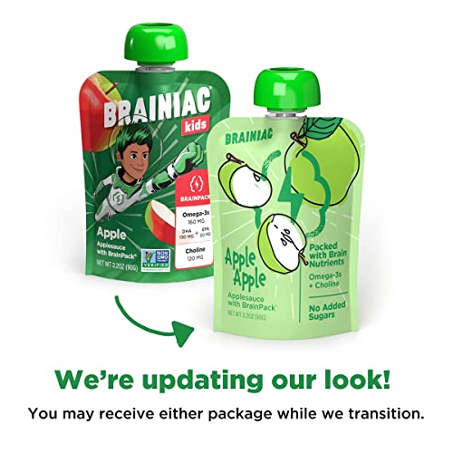 image for Brainiac Applesauce 3 Flavor Variety Pack Pouches with Omega-3s, Varie