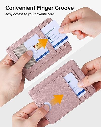 Image of Teskyer Slim Minimalist Wallet for Men, RFID Front Pocket Card Holder | Ultra Slim Front Pocket Design, 8 Card Slots, RFID Protection, Smooth Faux Leather for Everyday Carry