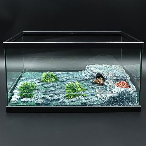 Image of AQUA KT Turtle Ramp Climbing Basking Platform, Tortoise Dock and Hideout, Turtle Food Bowl, Terrarium Plant, in Complete Terrarium Aquatic Decoration Kit, Pack of 1