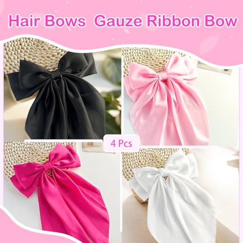 Lazos grandes para cabello con clip metálico, 4 piezas miniatura 5