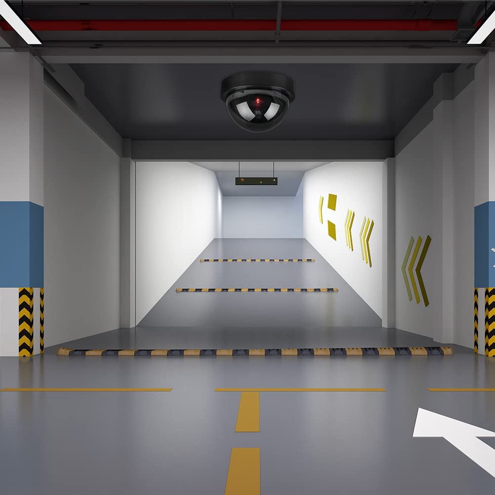 Lot de 4 Camera Factice, Fausse Camera Surveillance Exterieur & Intérieure, Fausse de Sécurité Caméra Dôme CCTV avec LED Clignotant Lumière pour Les Entreprises Magasins Accueil