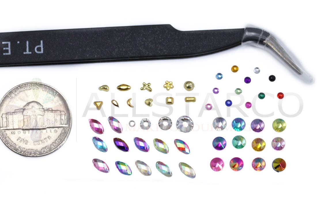 Ponad 3000 sztuk płaskich kamieni szlachetnych do zdobienia paznokci, różne kształty, cyrkonie, 6 rozmiarów (1,5-6 mm) + pęseta do podbierania, ołówki do rękodzieła, biżuterii do twarzy, zdobień DIY