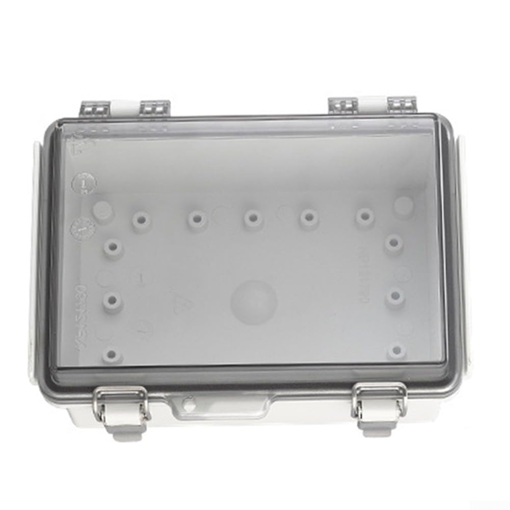 Boîte de jonction étanche, boîtier électrique, boîtier en ABS IP67, couvercle à charnière avec loquets, pour extérieur, solaire, vidéosurveillance, éclairage de jardin, gris, 280 x 190 x 130 mm (200 x