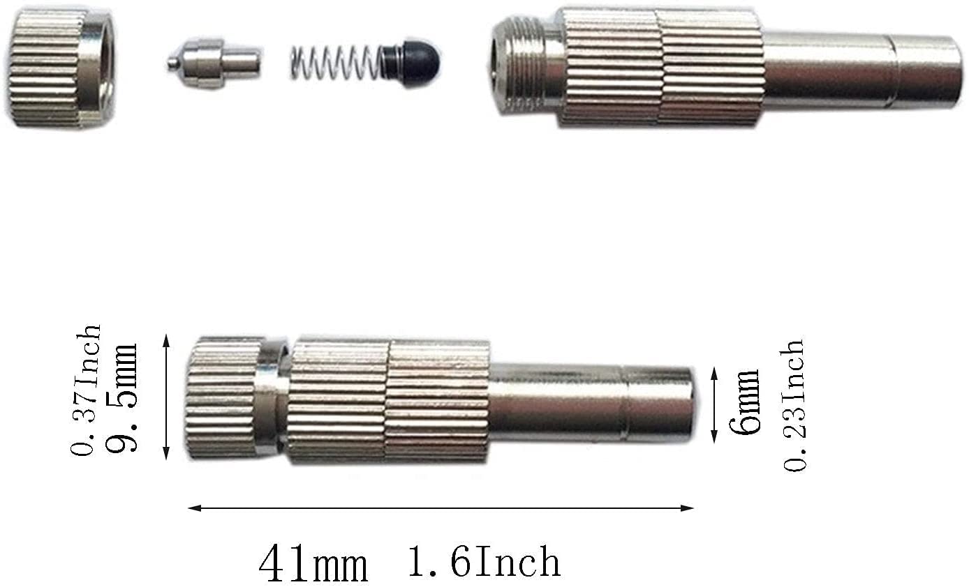 Cabezales de nebulización de conexión rápida de 6 mm, 30 boquillas de nebulización para sistema de refrigeración, boquillas de nebulización de agua, boquillas de niebla de latón para patio y jardín,