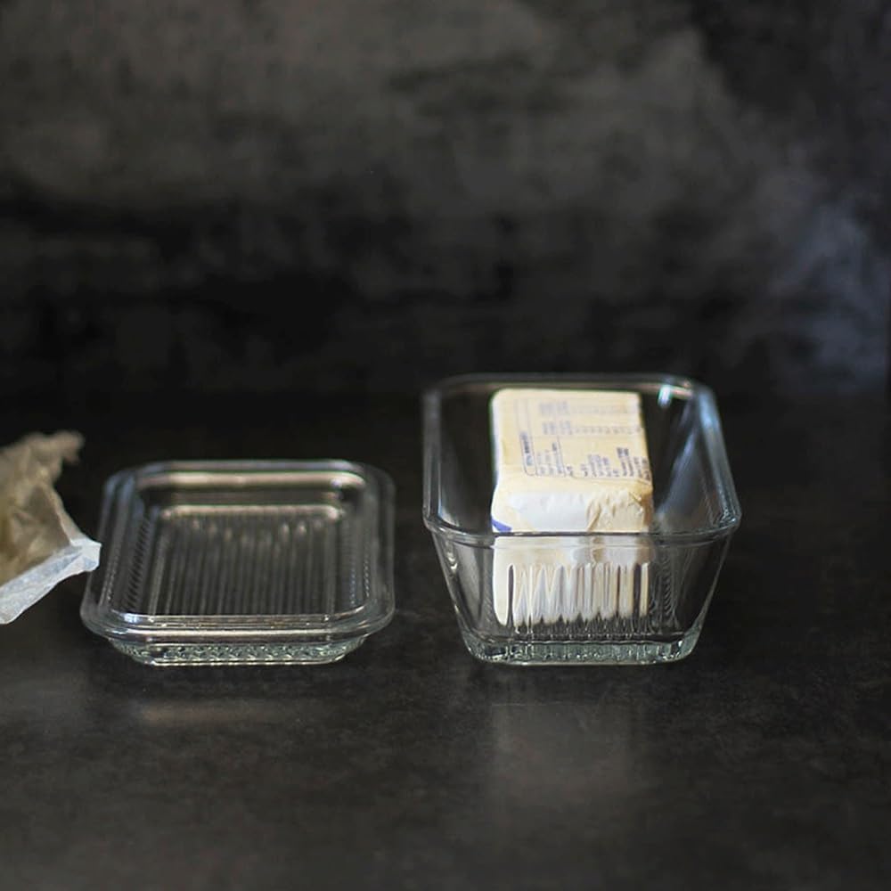 Mantequera Mantequera con Tapa de Vidrio Transparente, Recipiente Multiusos for la Cocina Mantequera