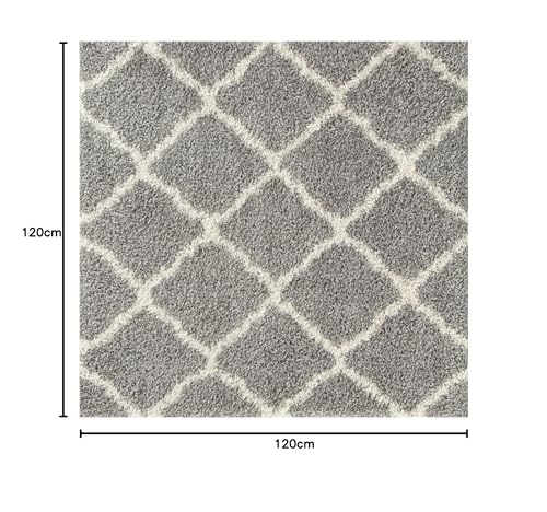 THE RUGS Shaggy Rug, Modern Moroccan Design Rugs for Living Room Bedroom, Hallway, 3 cm Thick Area Rugs, (Moroccan Grey/Ivory - Image 2