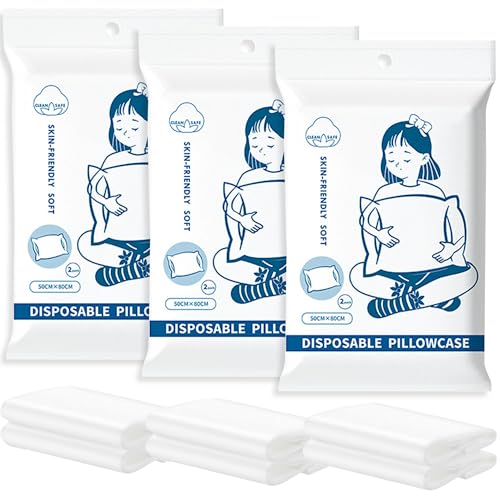 Celmuron 6 Pcs Disposable Pillowcases 32x20 Inch Single Use Non Woven Travel Pillow Case & Pillow Covers Individually Wrapped for Business Trips Hotels Bedding Supplies