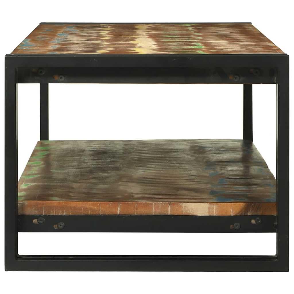 Stolik kawowy, wielokolorowy, masywne drewno z miejscem do przechowywania, 120 x 50 x 38 cm, nowoczesne wzornictwo, idealny mebel do salonu, trwały, z regałem, do małych mieszkań