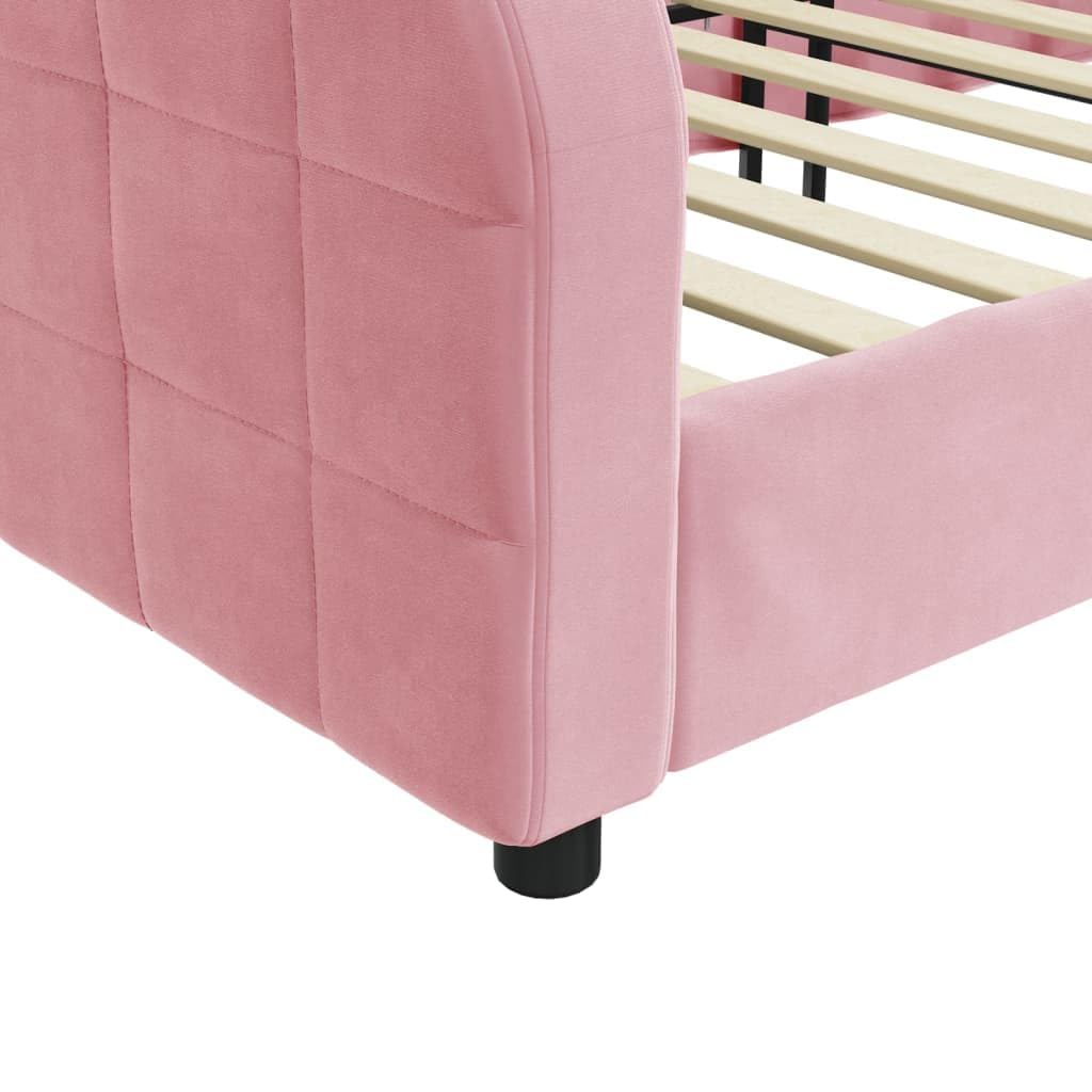 Velluto Trasformabile Divano Letto Rosa 90x200 cm