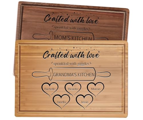 Personalized Mothers Day Gift for Grandma, Mom, Custom Cutting Board with Kids Names for Mom, Nana, Parents, Grandma's Kitchen, Customized Mom and Grandma Gift