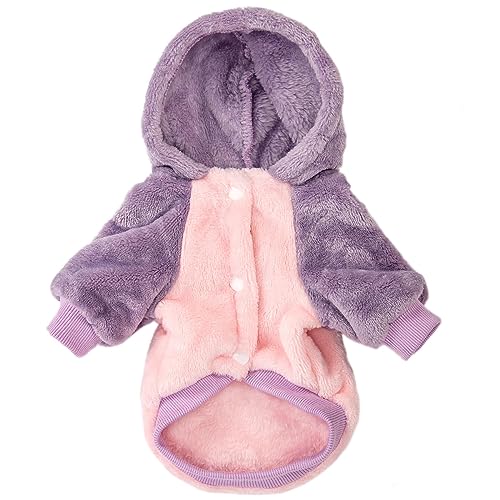 Image of FabriCastle Dog Hooded Sweater, Dog Clothes for XXS XS Small Dogs Girl & Cats, Soft and Warm Pet Coat, Winter Pet Jacket, Doggy Apparel Costumes, Puppy Outfits Snap On Hoodies (Pink Body, XX-Small)