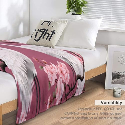 Plaid couverture en flannel grue blanche douce et résistante pour lit - 6
