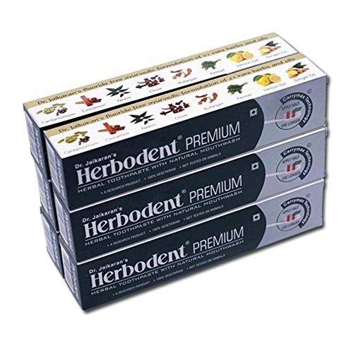 Herbodent Premium - Fluoride-free Toothpaste, Orgnaic, Natural Whitener, Vegan, Sulfatef-free (6 Packs, 3.5 ounces per tube)