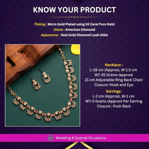 Image of Sasitrends Micro Gold Plated Peacock AD Stone Studded Jewellery Set