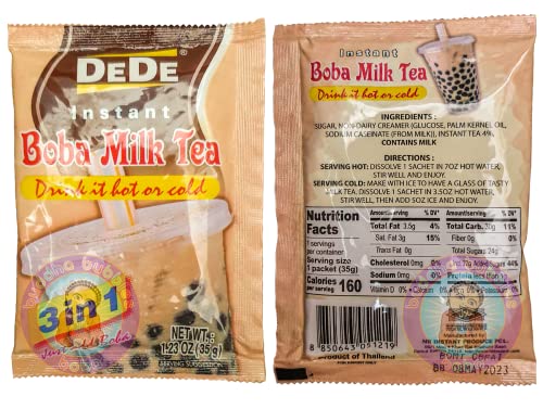 Milk Tea Dede Instant Boba Tea Kit 9 Milk Tea Latte Drink Packets, Fat Straws & Boba Kit Gift Box #TOP2