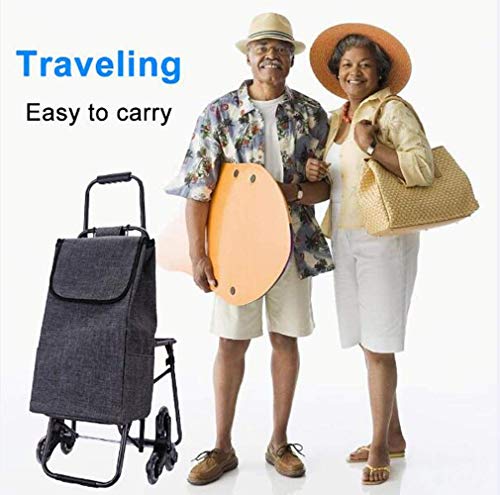 80 kg großer Einkaufstrolley, schwenkbare Vorderräder, leicht, zusammenklappbar, mit wasserdichter abnehmbarer Tasche… – Bild 8