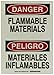 Brady 90507 10" Width x 14" Height B-324 Self-Stick Polyester, Red and Black on Green Glow-In-The-Dark Safety Sign, English and Spanish, Header "Danger/Peligro", Legend "Flammable Materials/Materiales Inflamables"