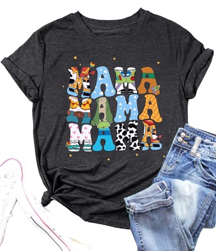 Mama Shirts for Women: Mom Letters Print T Shirt Magical Funny Cartoon Mom Graphic Tees Casual...
