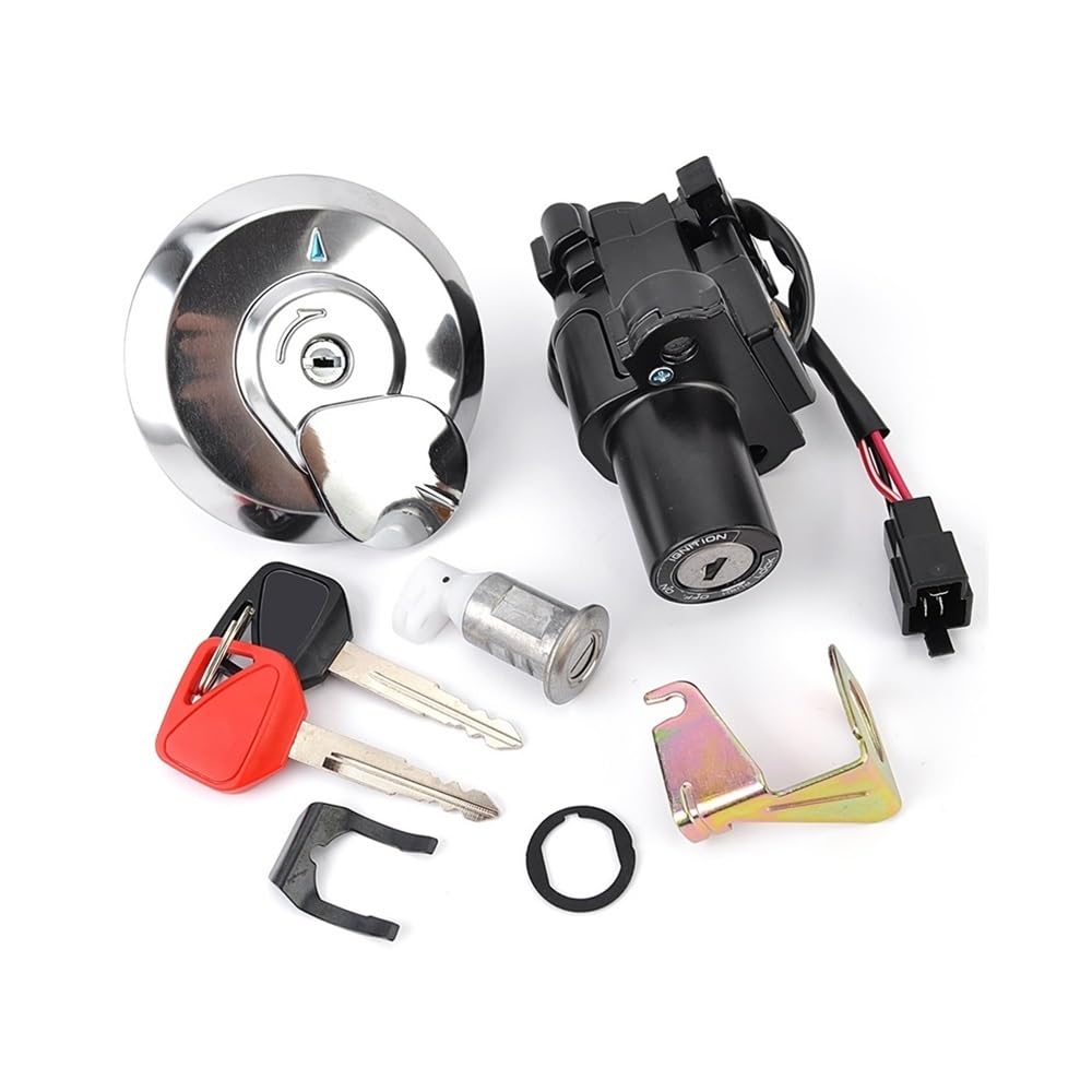 Tapa de Combustible, Interruptor de Encendido, Cerradura de Asiento con Kit de Llave Compatible con XL125V 2001-2006 35010-KPC-640 17620-KPC-641