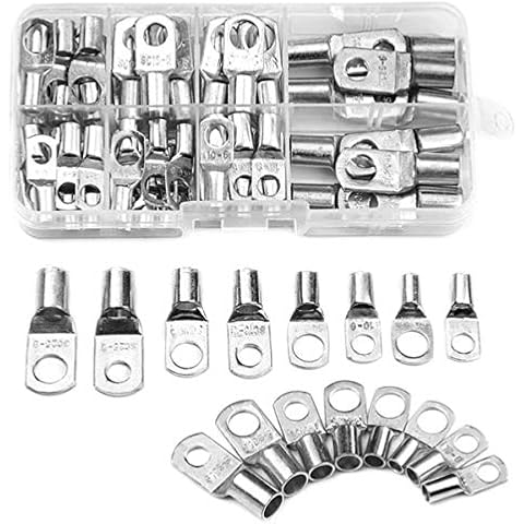 LVERSE 60pcs Bolt Hole Tinned Copper Terminals Set Wire Terminals Connector Cable lugs Battery SC Terminals Glimpse of Mouth Cover
