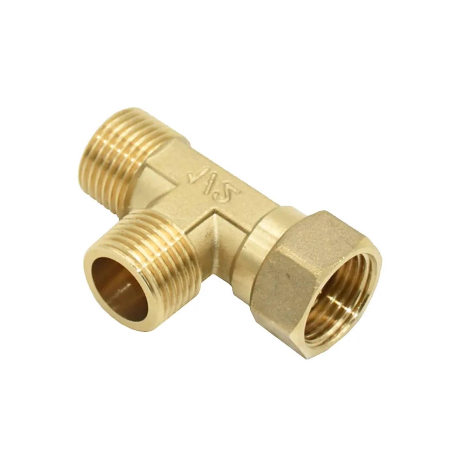 1pcs Brass 1/2 Inch Male Female Tee Connector Plumbing Hose Splitter Copper T-Shape Fitting 3 Way Hose Tube (A)