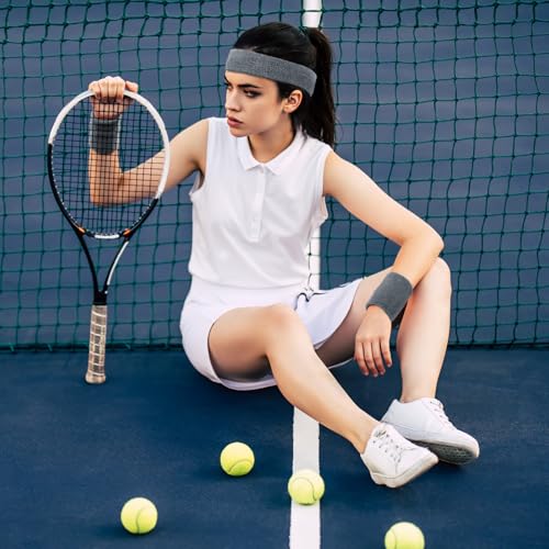 Image of Civaner 12 Pcs 80 90s Neon Sweatbands Soccer Baseball Headbands Wristband Set for Men Women Party Cotton Headbands Terry Cloth Athletic Sweat Bands for Tennis Football Gym Outdoor