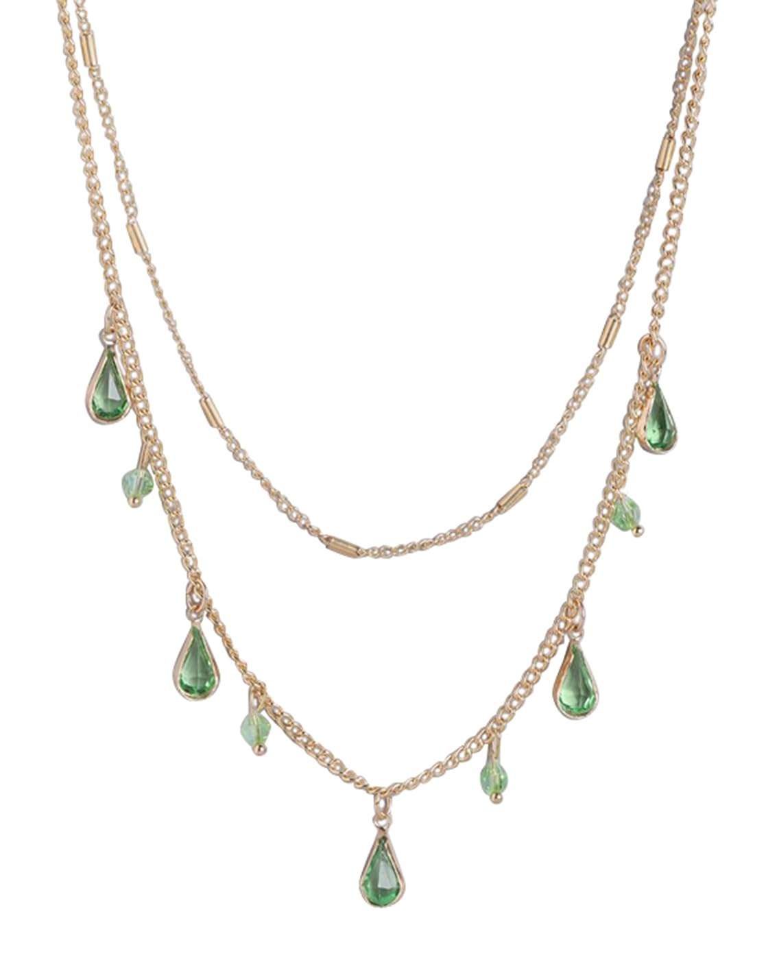 Carlton London Gold Plated with Crystal Stylish Double chian Necklace for women (B0CNZ49GX4) Amazon Price History, Amazon Price Tracker