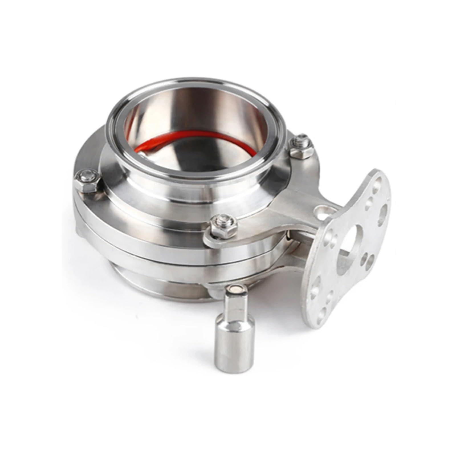 BALYDLUL 1" Stainless Steel 304 Sanitary Butterfly Valve Platform Tri Clamp OD 50.5mm Silicone Sealing