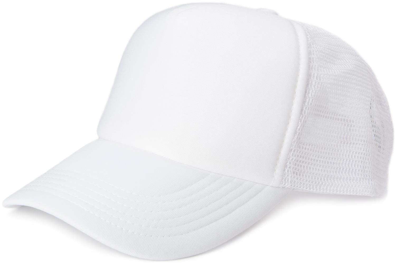 Stylebreaker Unisex White 5-Panel Mesh Cap, Trucker Baseball Cap, Adjustable Click And Snap Closure, Cap 04023007, Colour: