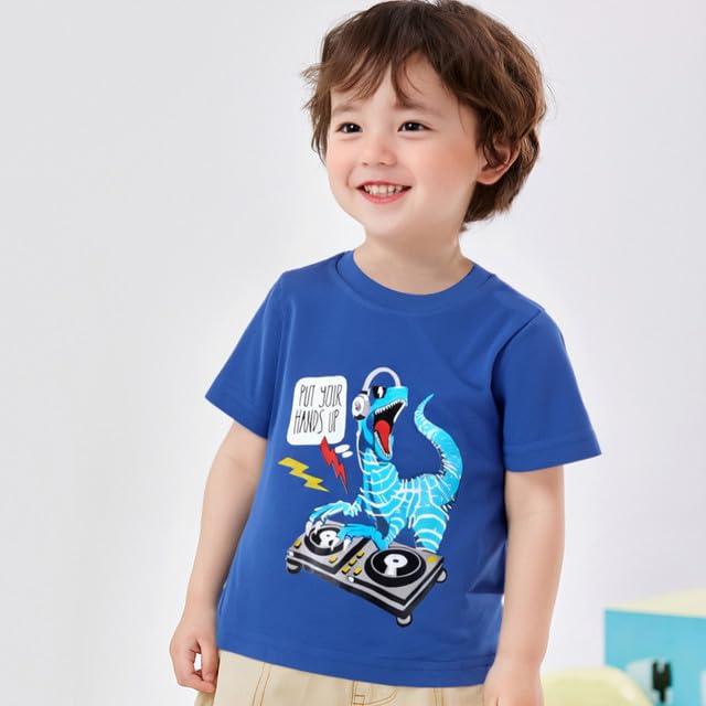 Image of DEEKEY Toddler Boys Shirts Short-Sleeve Little Kids t Shirts Boys' Tops, Tees & Shirts Graphic TEE Age for 2-7 Years 4-Pack