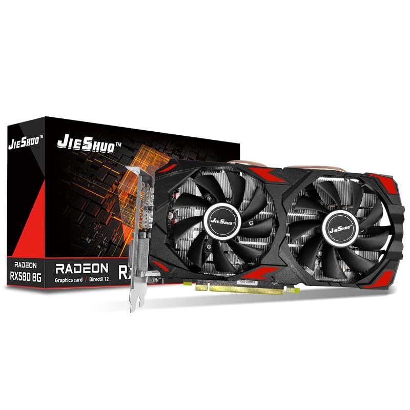 JieShuo Jieshou Amd Rx580 8G Graphics Card Black,6Pin 8Gb Gddr5 Pci_E_X16 Graphics Card With 1X Hdmi 3X Dp For High End Gaming,Rendering And Video... - Image 2