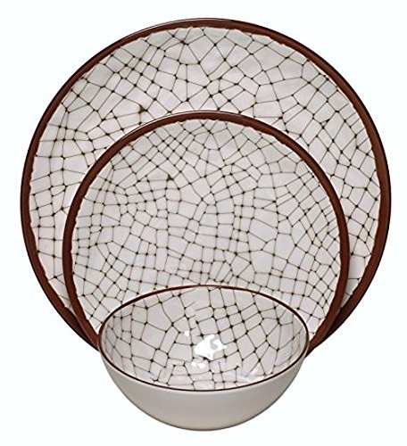 Melange 12-Piece 100% Melamine Dinnerware Set (Hammered Checks Collection) | Shatter-Proof and Chip-Resistant