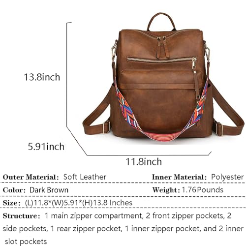 Image of Women's Fashion Backpack Purse for Women Leather Multipurpose Design Ladies Shoulder Bag Travel bag Satchel Handbags